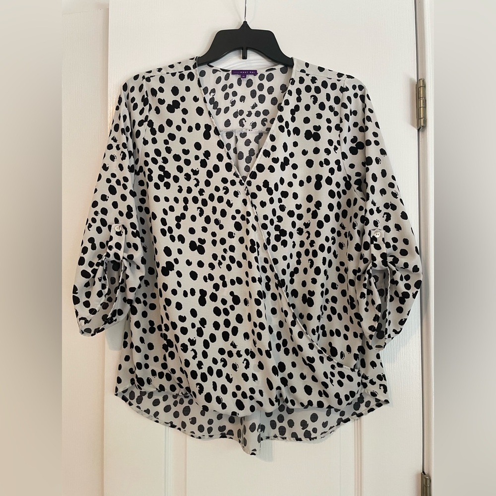 West Kei Black and White Polka Dot Blouse